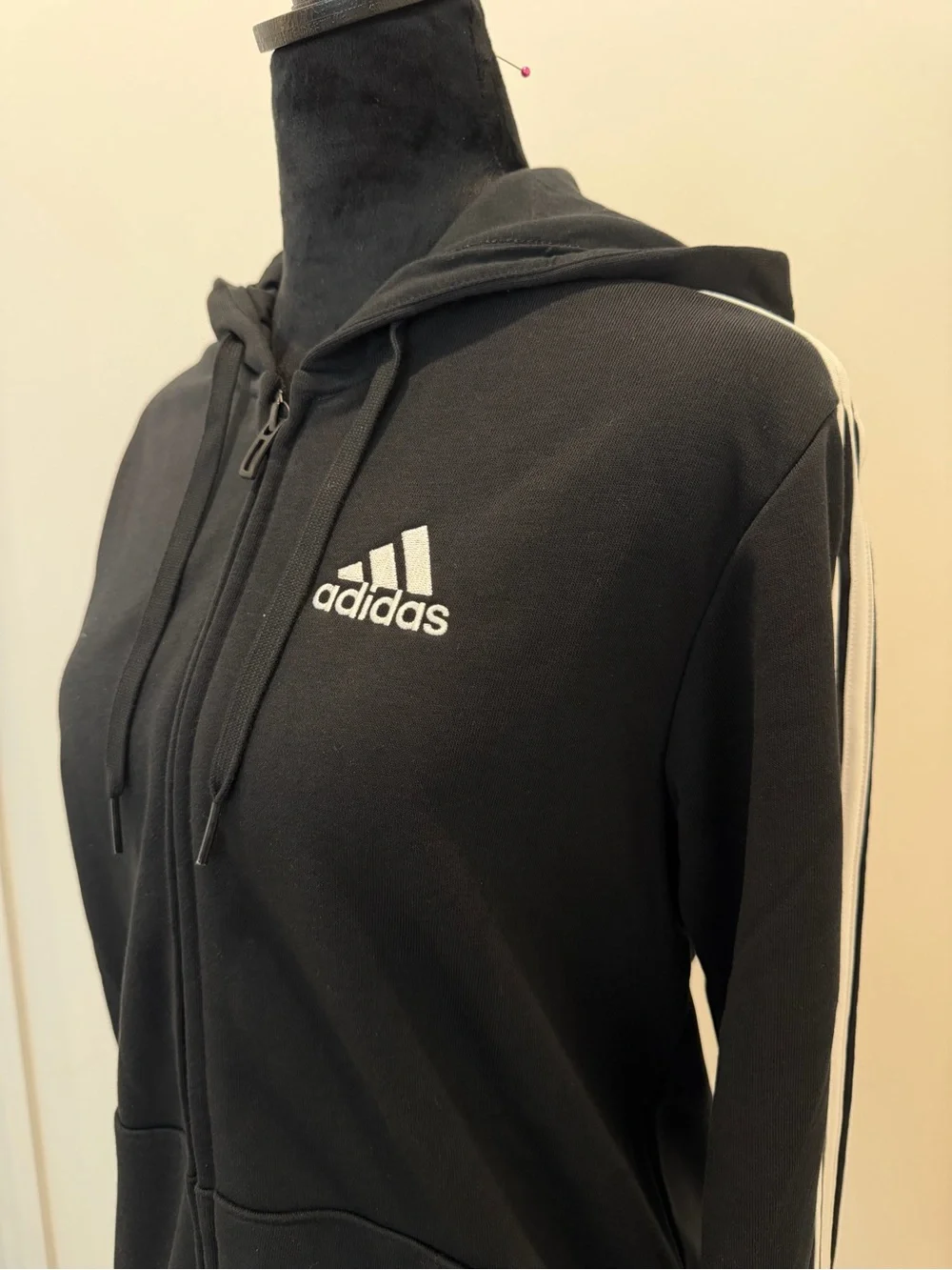 ADIDAS ‘ESSENTIALS FRENCH TERRY 3-STRIPES FULL-ZIP HOODIE’